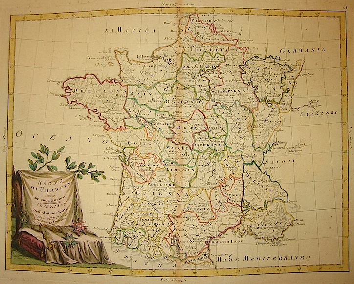 Zatta Antonio (1722-1804) Regno di Francia diviso ne suoi Governi 1776 Venezia